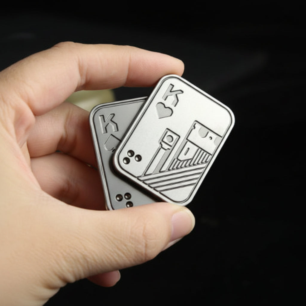KK AA Fidget Slider Metal Skull Push Slider Stress Relief Toy anti Stress EDC Top Spinning Poker Toys Adults Gifts